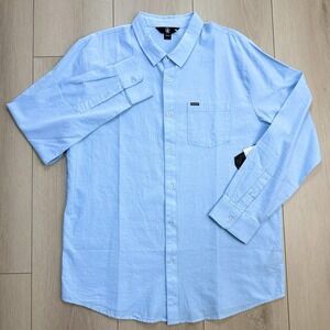 Volcom Orion LS Button Up Shirt Mens XXL Light Blue 100% Cotton Pocket NWT 2019